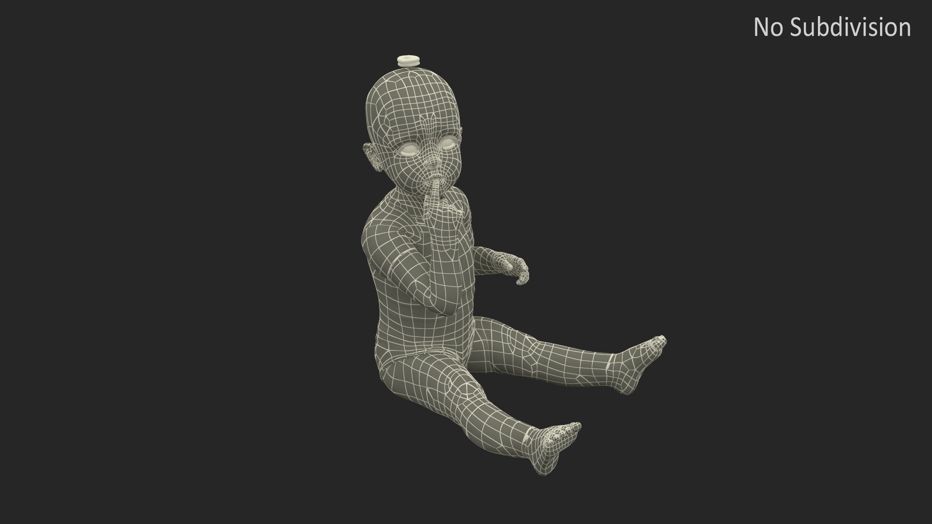 3D Baby Girl Wearing Bodysuit Sitting Fur model