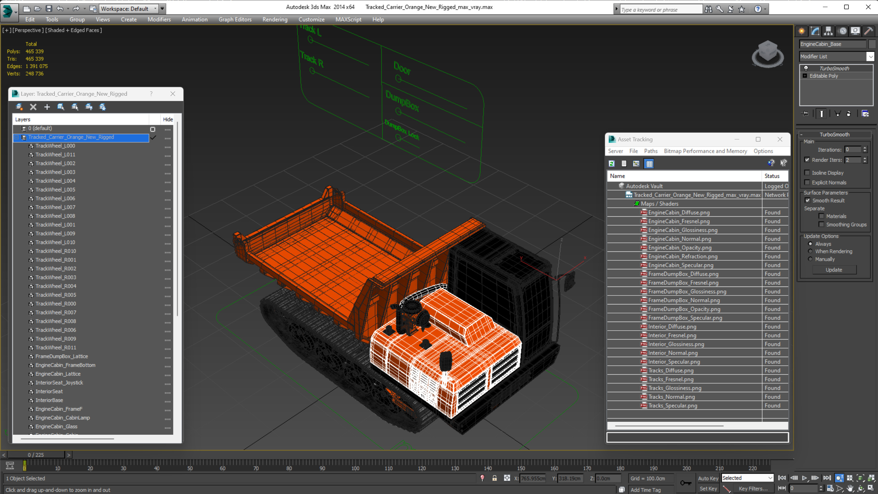 Tracked Carrier Orange New Rigged for Maya 3D