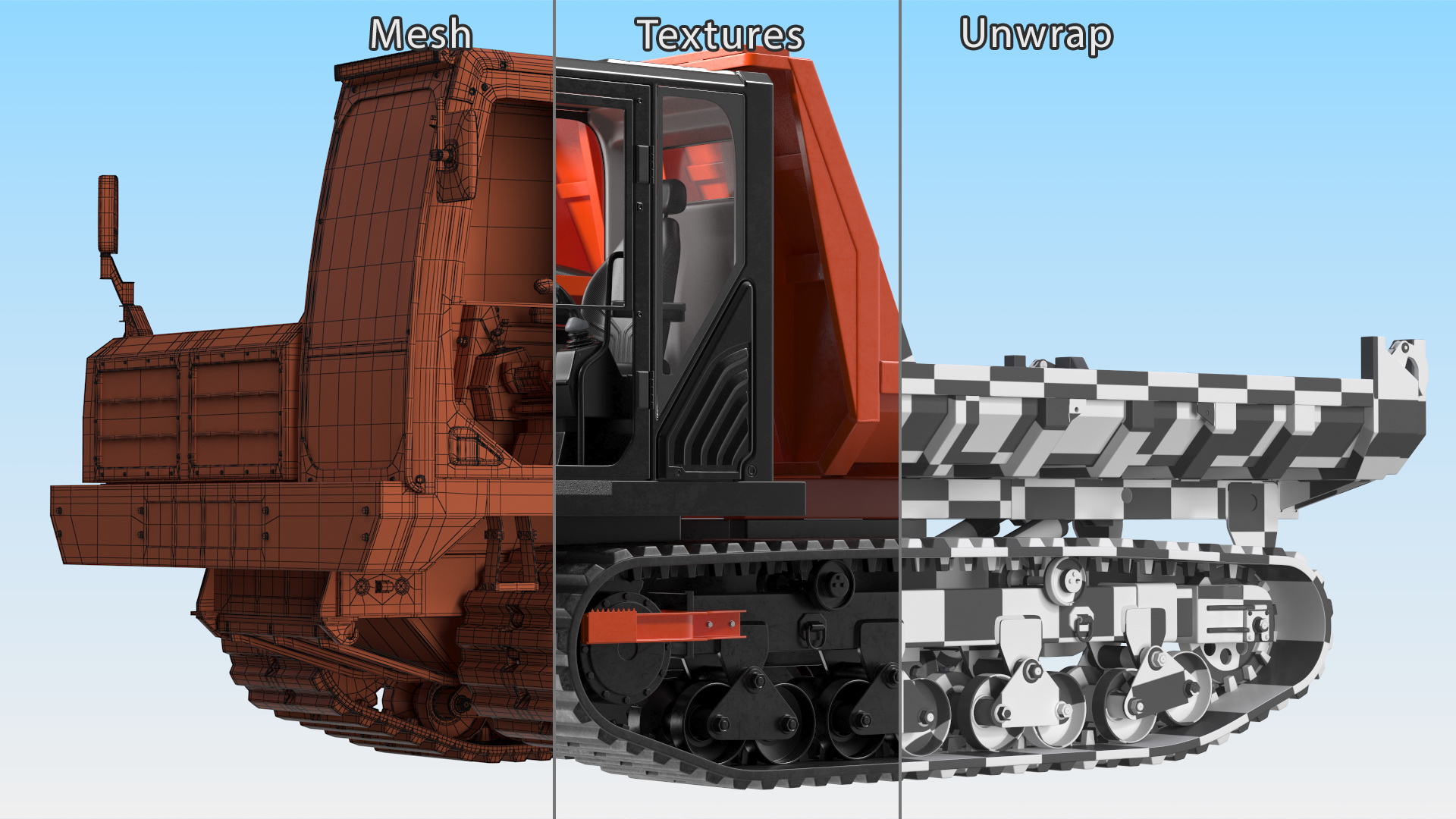 Tracked Carrier Orange New Rigged for Maya 3D