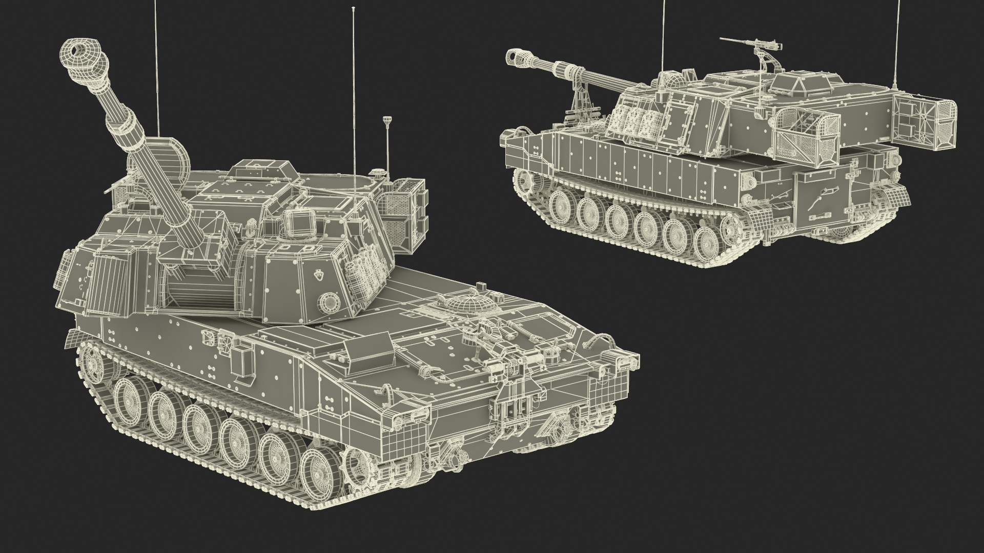 Military Howitzer M109A7 Paladin Rigged 3D model