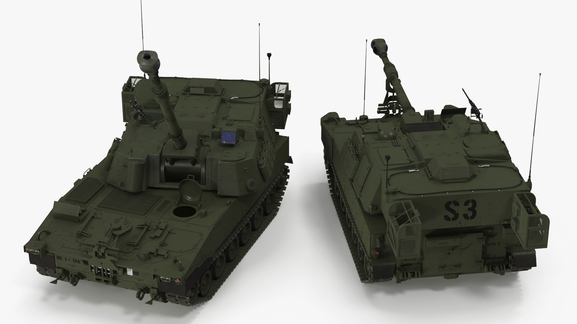 Military Howitzer M109A7 Paladin Rigged 3D model