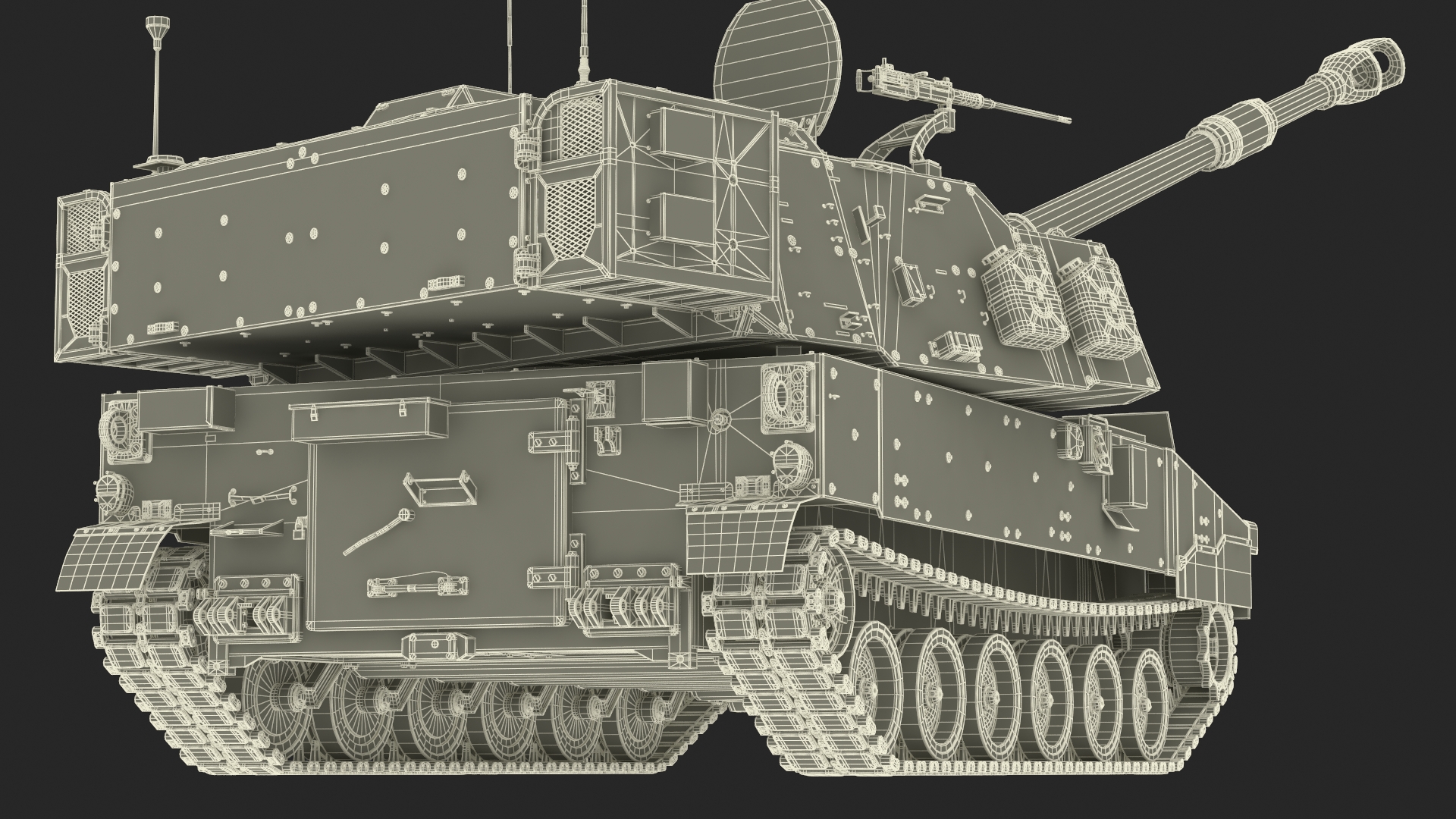 Military Howitzer M109A7 Paladin Rigged 3D model