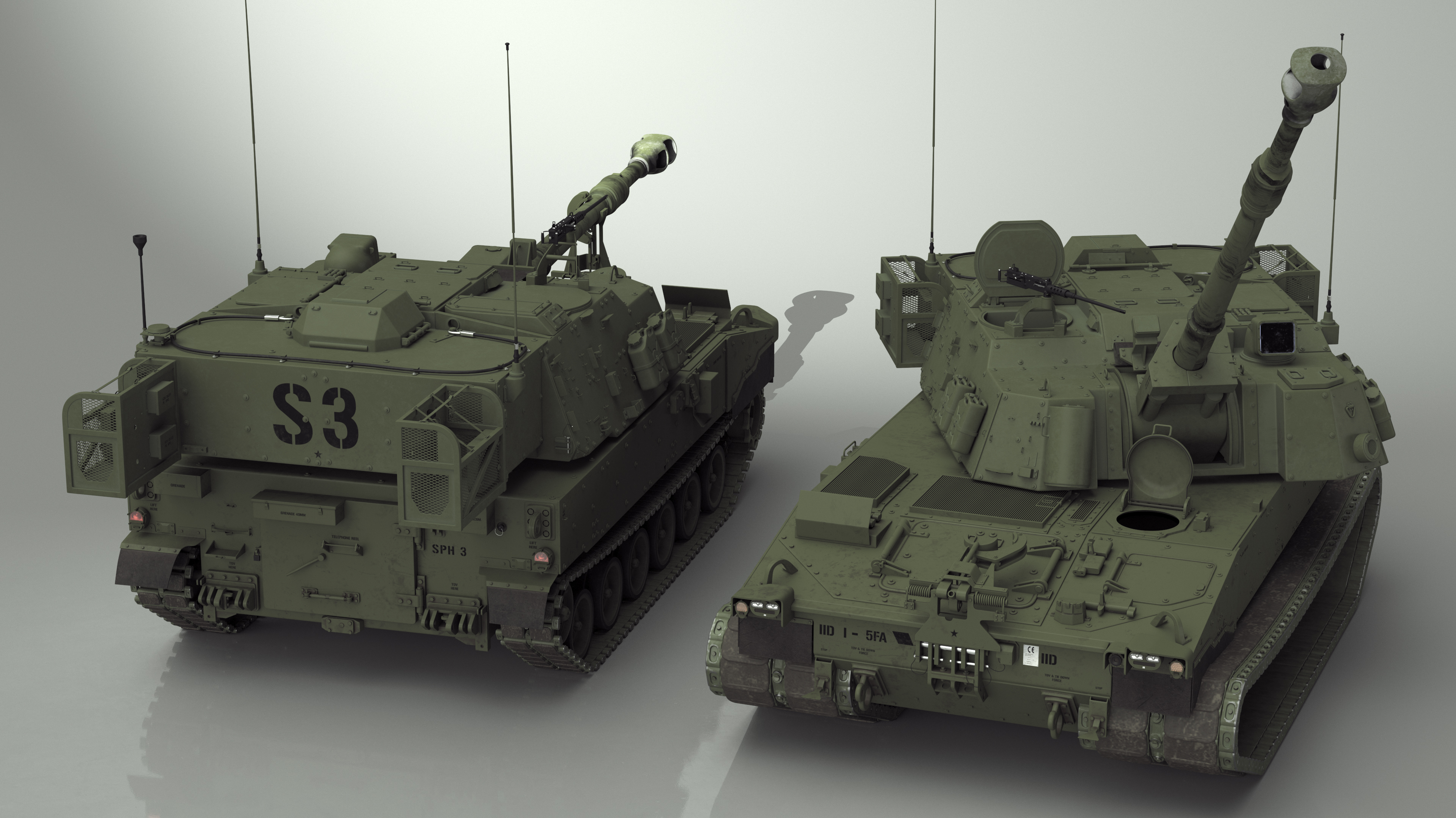 Military Howitzer M109A7 Paladin Rigged 3D model