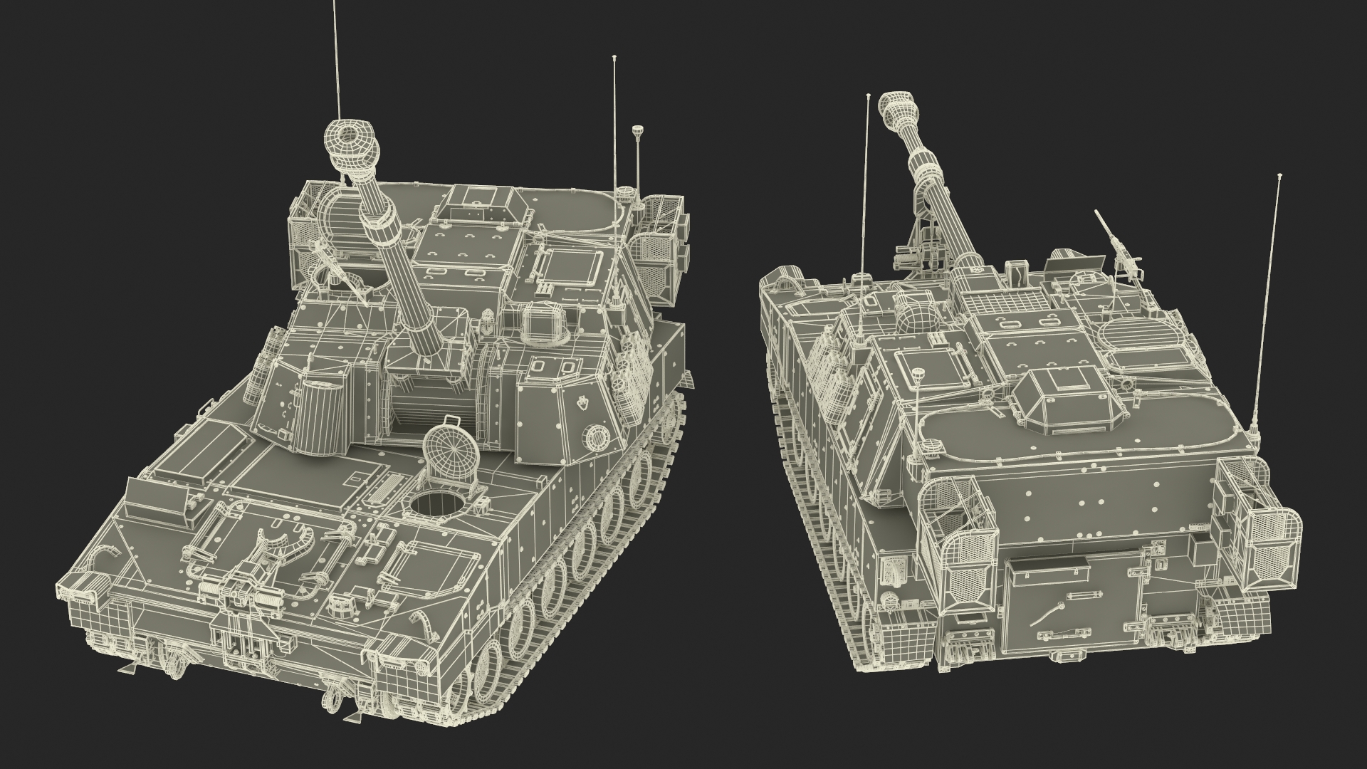 Military Howitzer M109A7 Paladin Rigged 3D model
