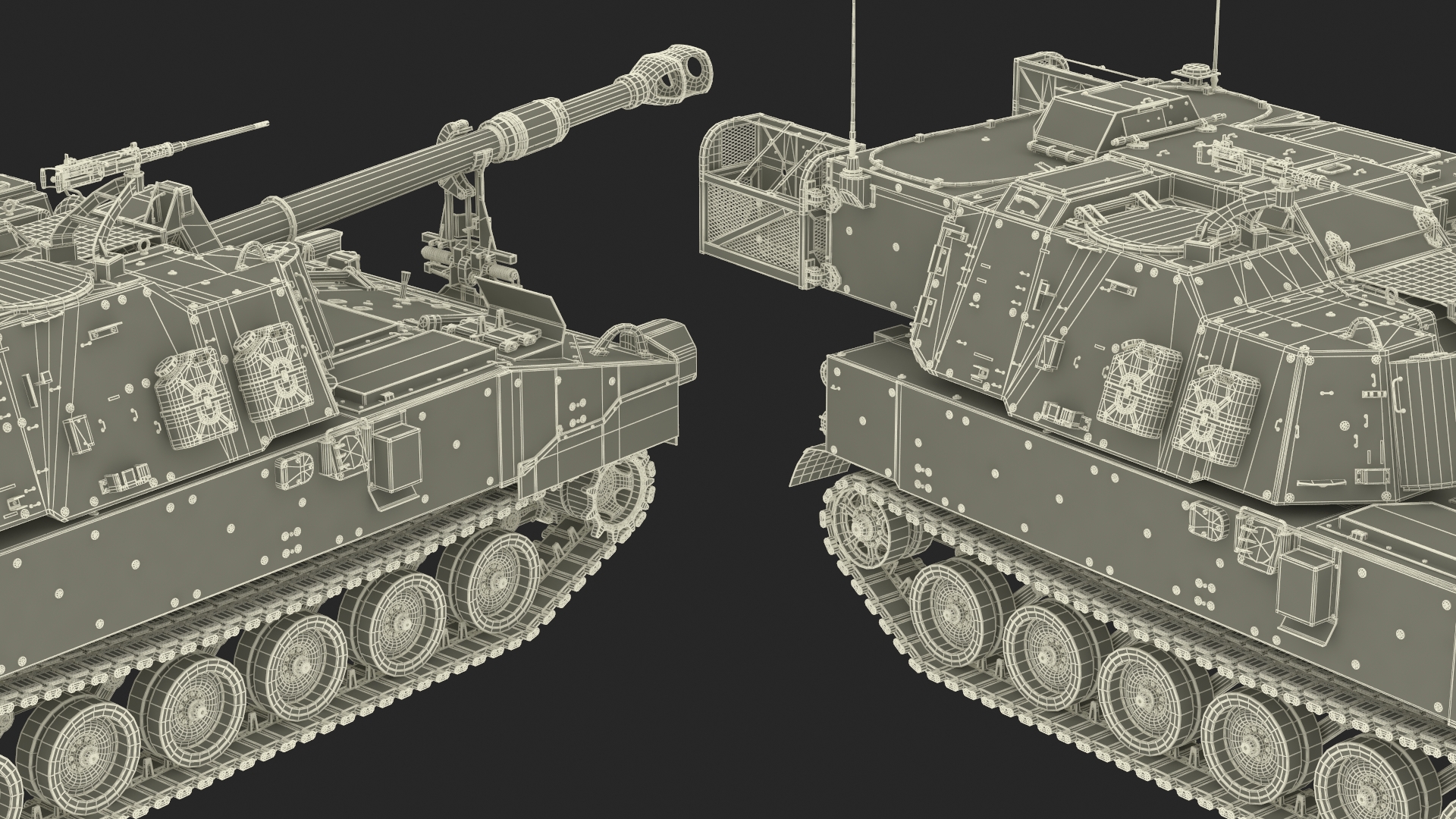 Military Howitzer M109A7 Paladin Rigged 3D model