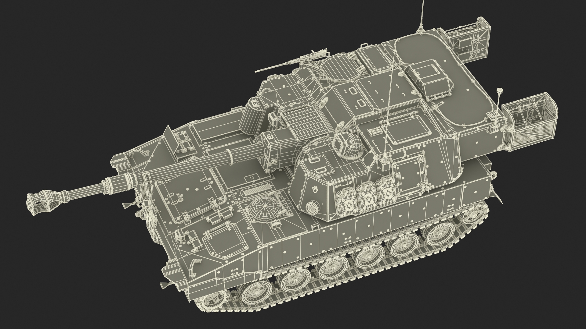 Military Howitzer M109A7 Paladin Rigged 3D model