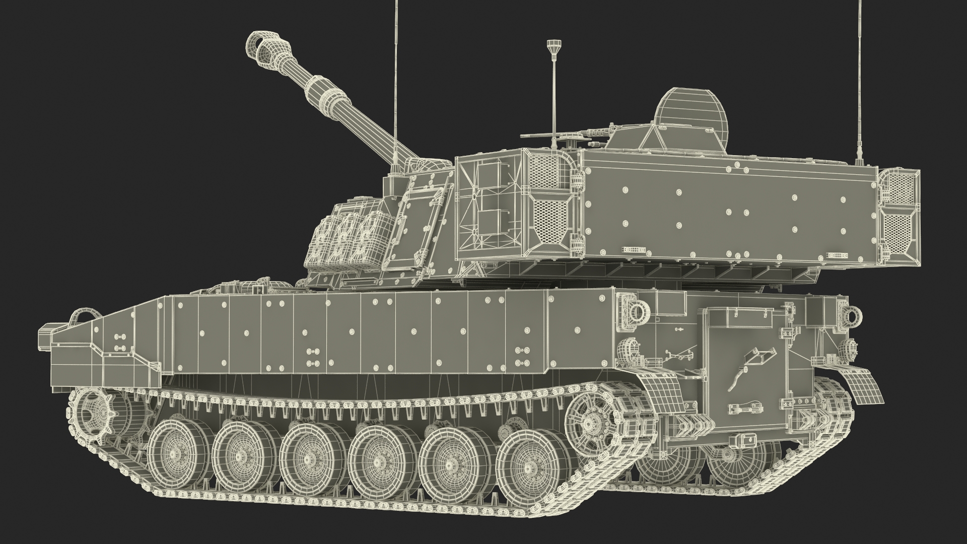 Military Howitzer M109A7 Paladin Rigged 3D model