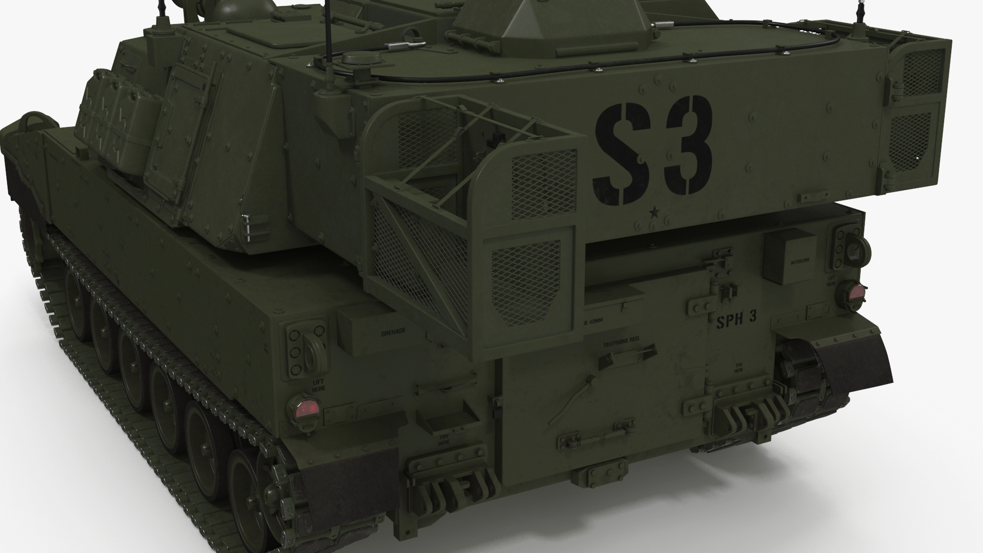 Military Howitzer M109A7 Paladin Rigged 3D model