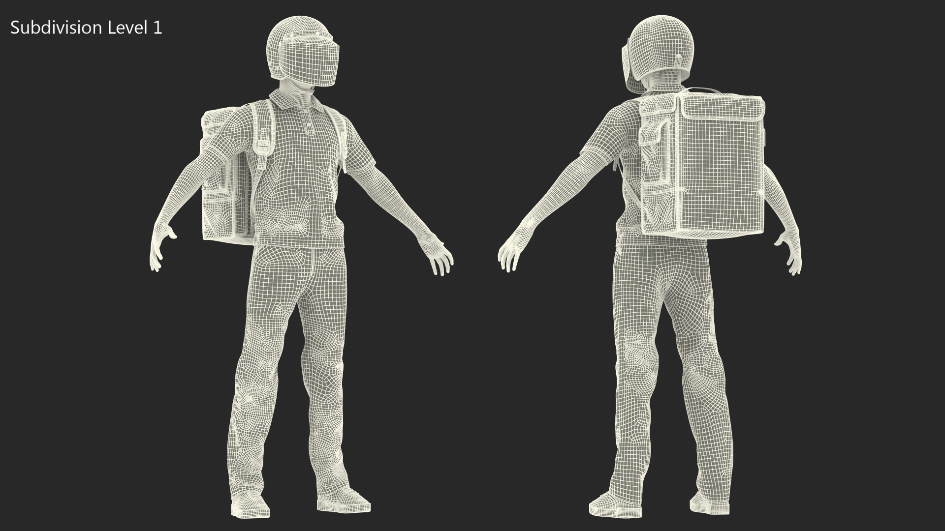 3D Delivery Man wearing Helmet Fur Rigged model