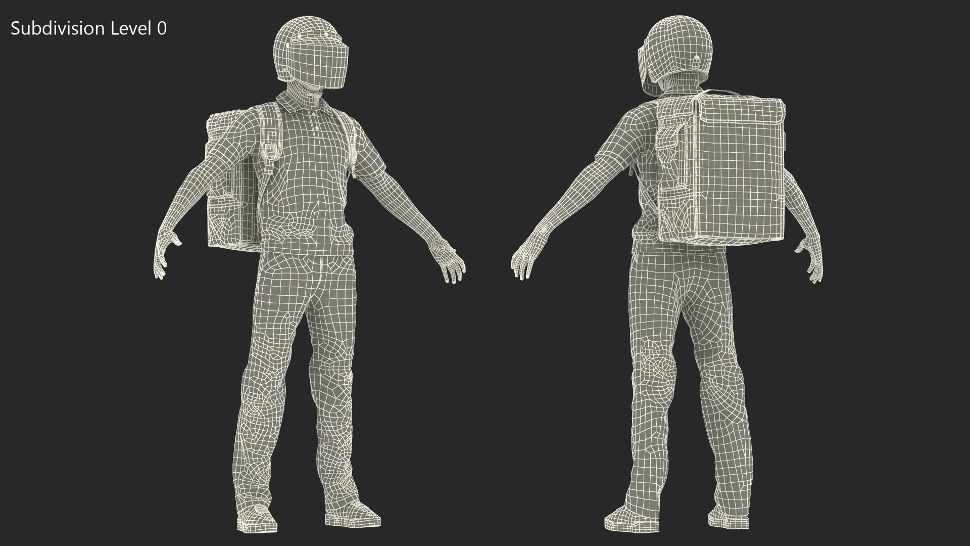 3D Delivery Man wearing Helmet Fur Rigged model