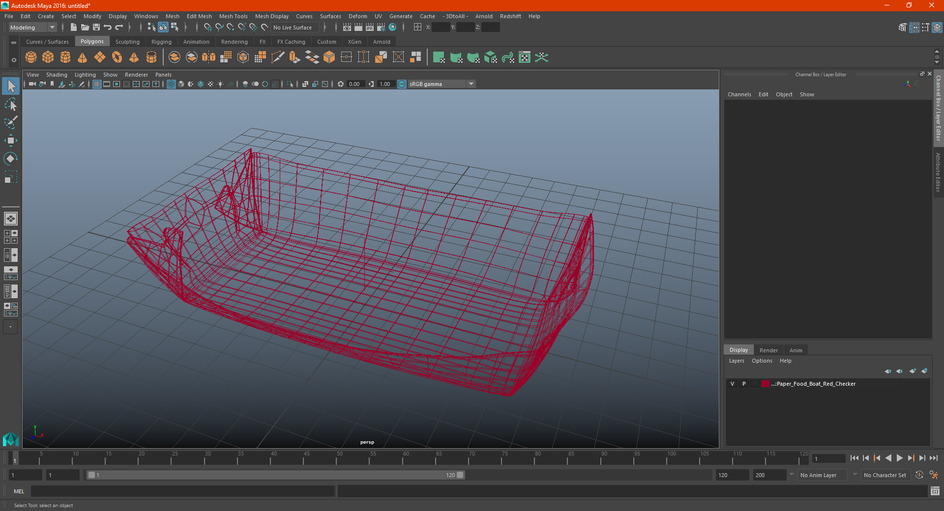 Paper Food Boat Red Checker 3D