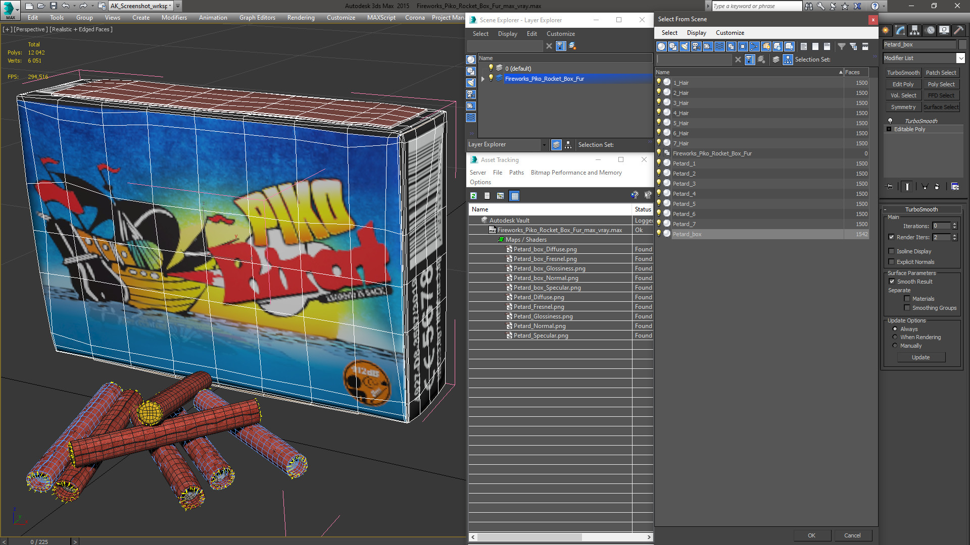 Fireworks Piko Rocket Box Fur 3D model