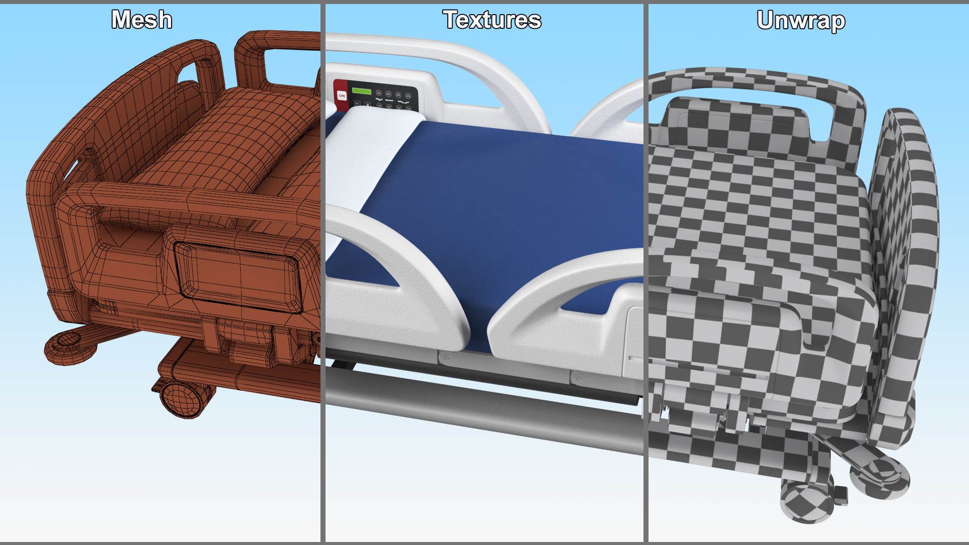 3D Smart Hospital Bed Off State model