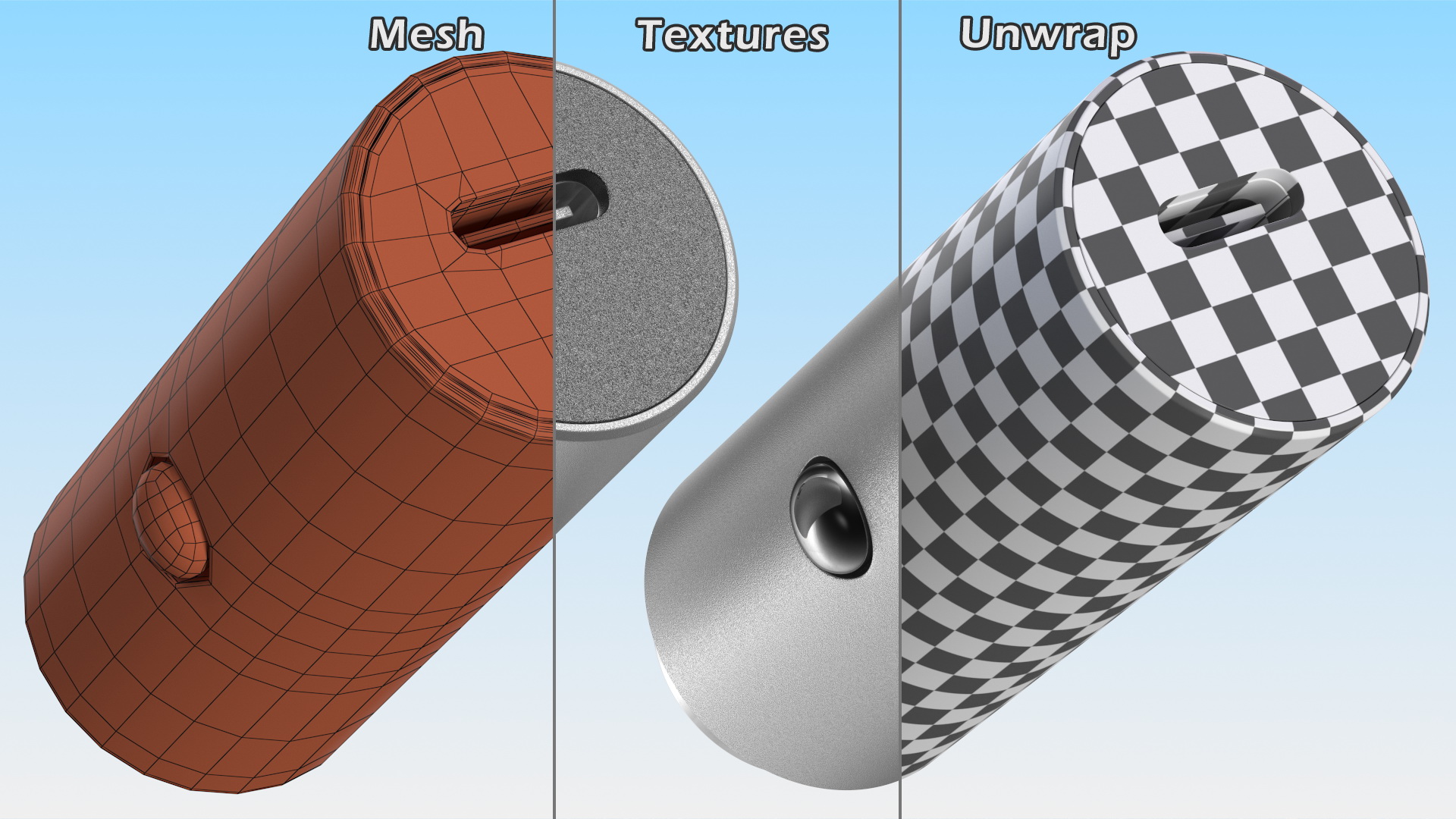 USB Type C Car Charger 3D