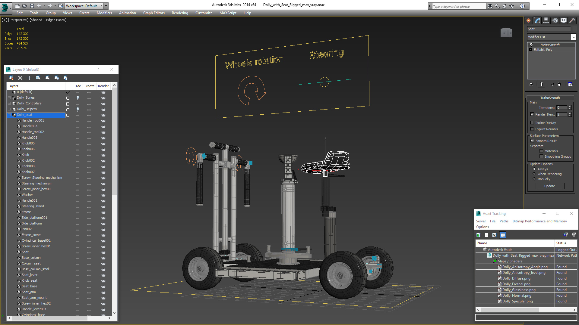 Dolly with Seat Rigged 3D