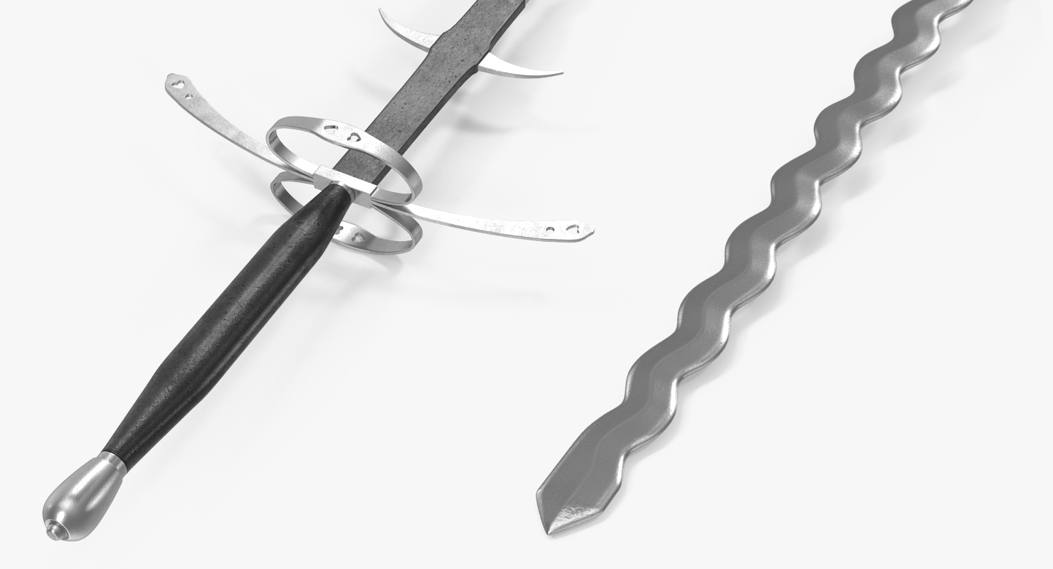 German Landsknecht Flamberge Sword 3D model