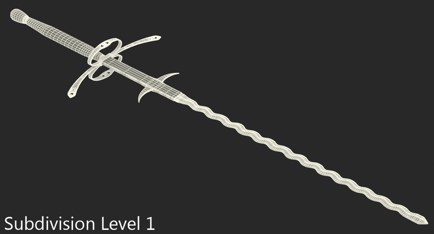 German Landsknecht Flamberge Sword 3D model