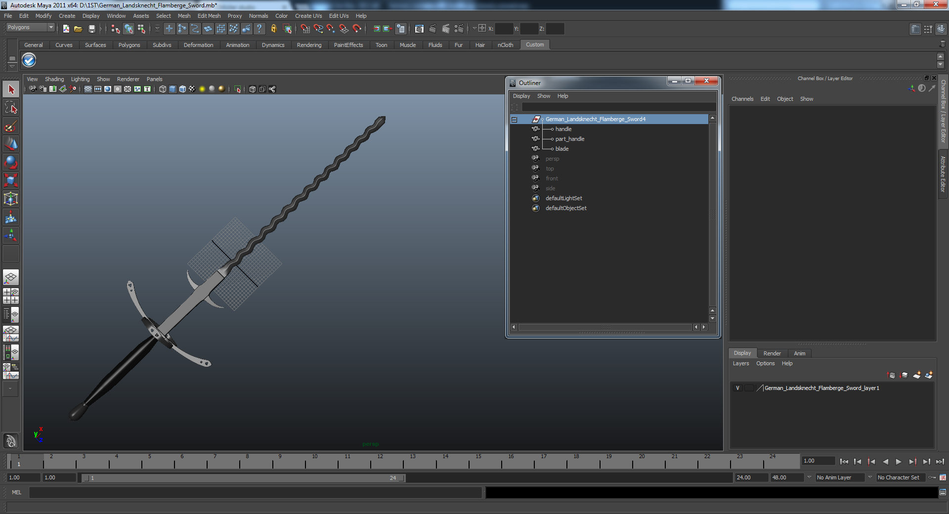 German Landsknecht Flamberge Sword 3D model