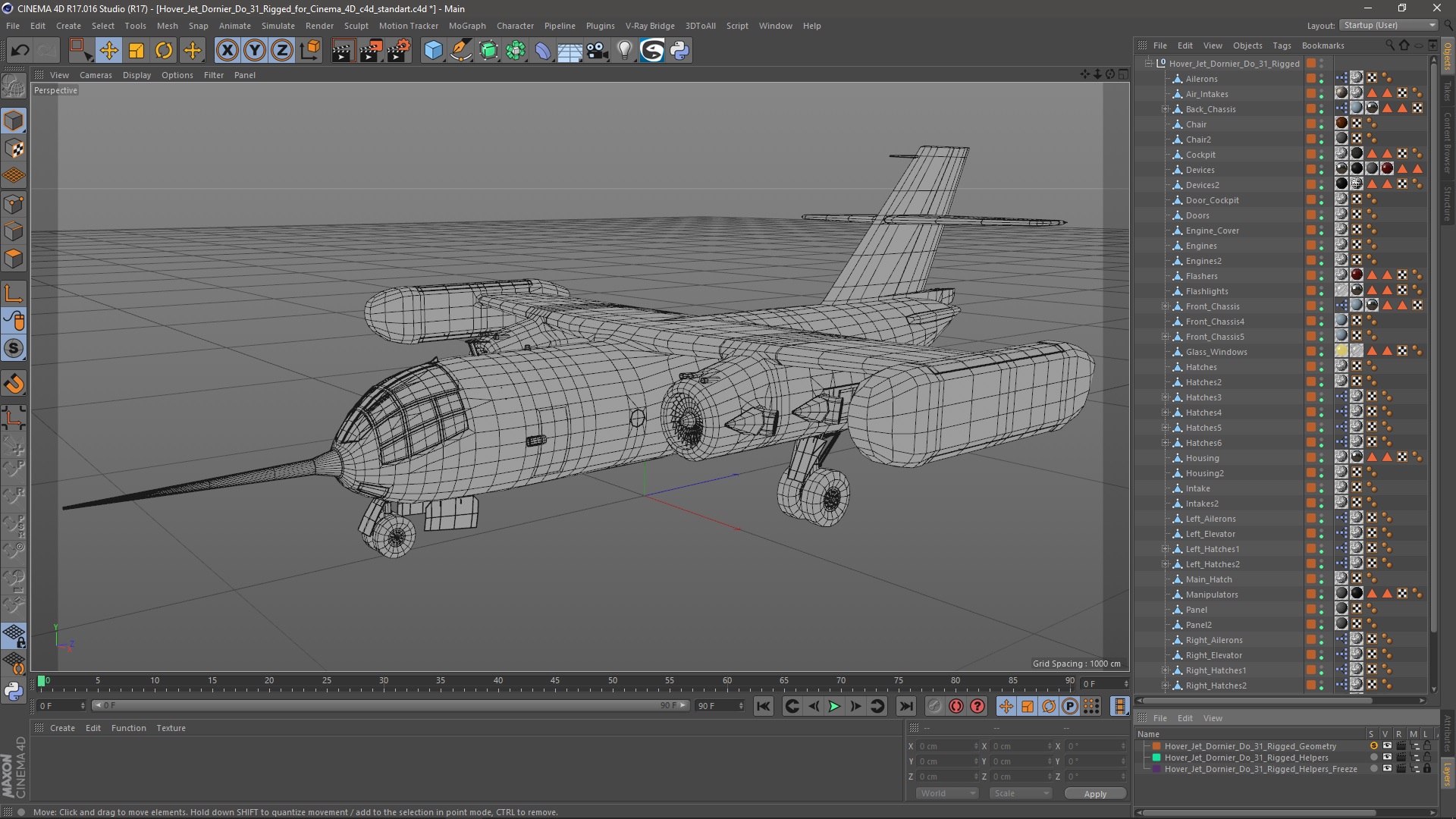 Hover Jet Dornier Do 31 Rigged for Cinema 4D 3D model