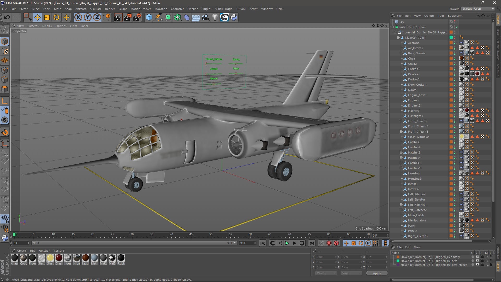 Hover Jet Dornier Do 31 Rigged for Cinema 4D 3D model