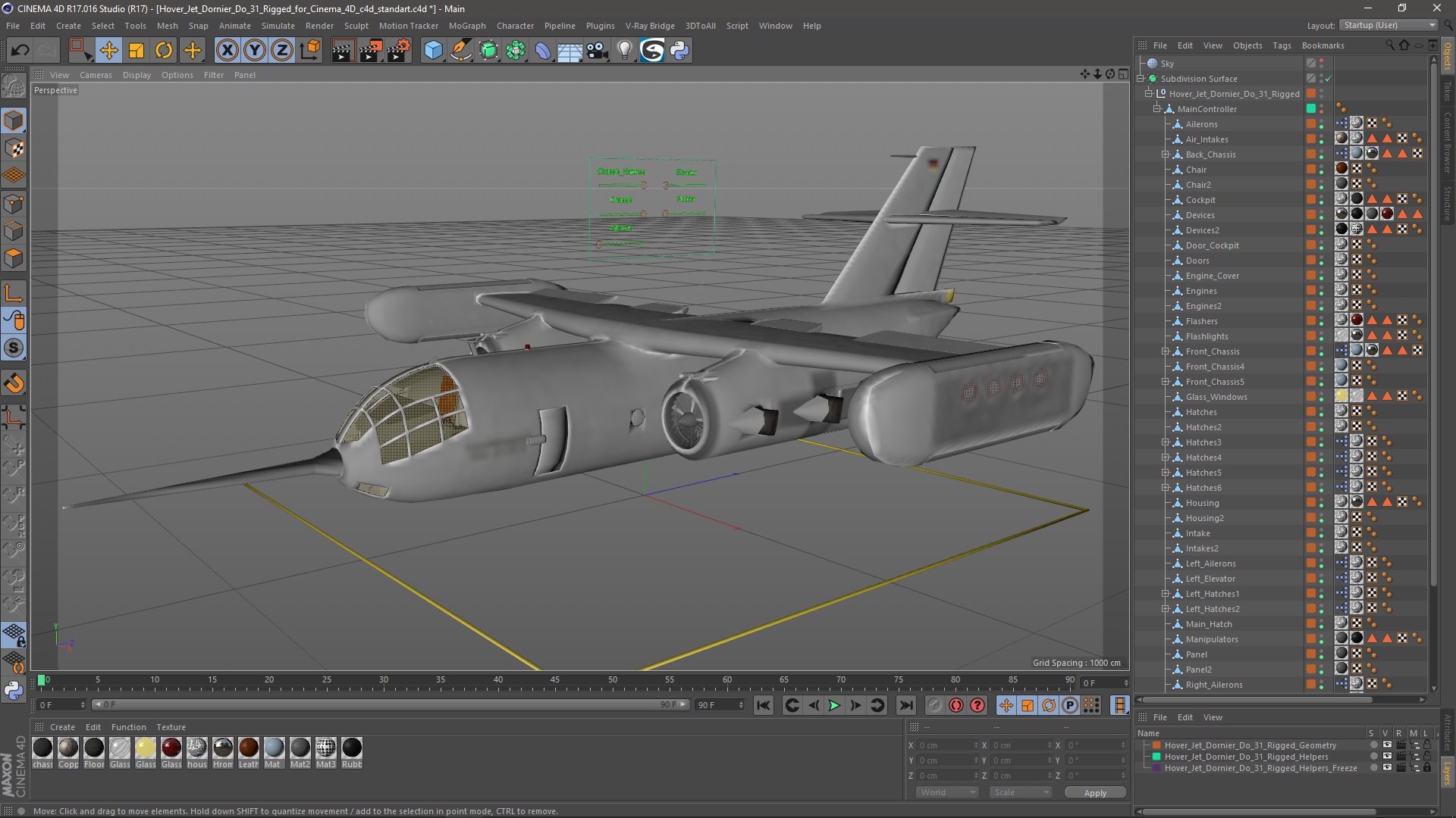 Hover Jet Dornier Do 31 Rigged for Cinema 4D 3D model