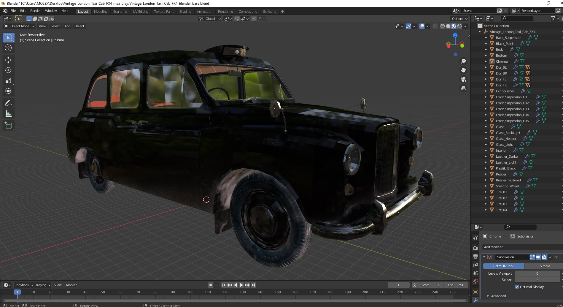 Vintage London Taxi Cab FX4 3D