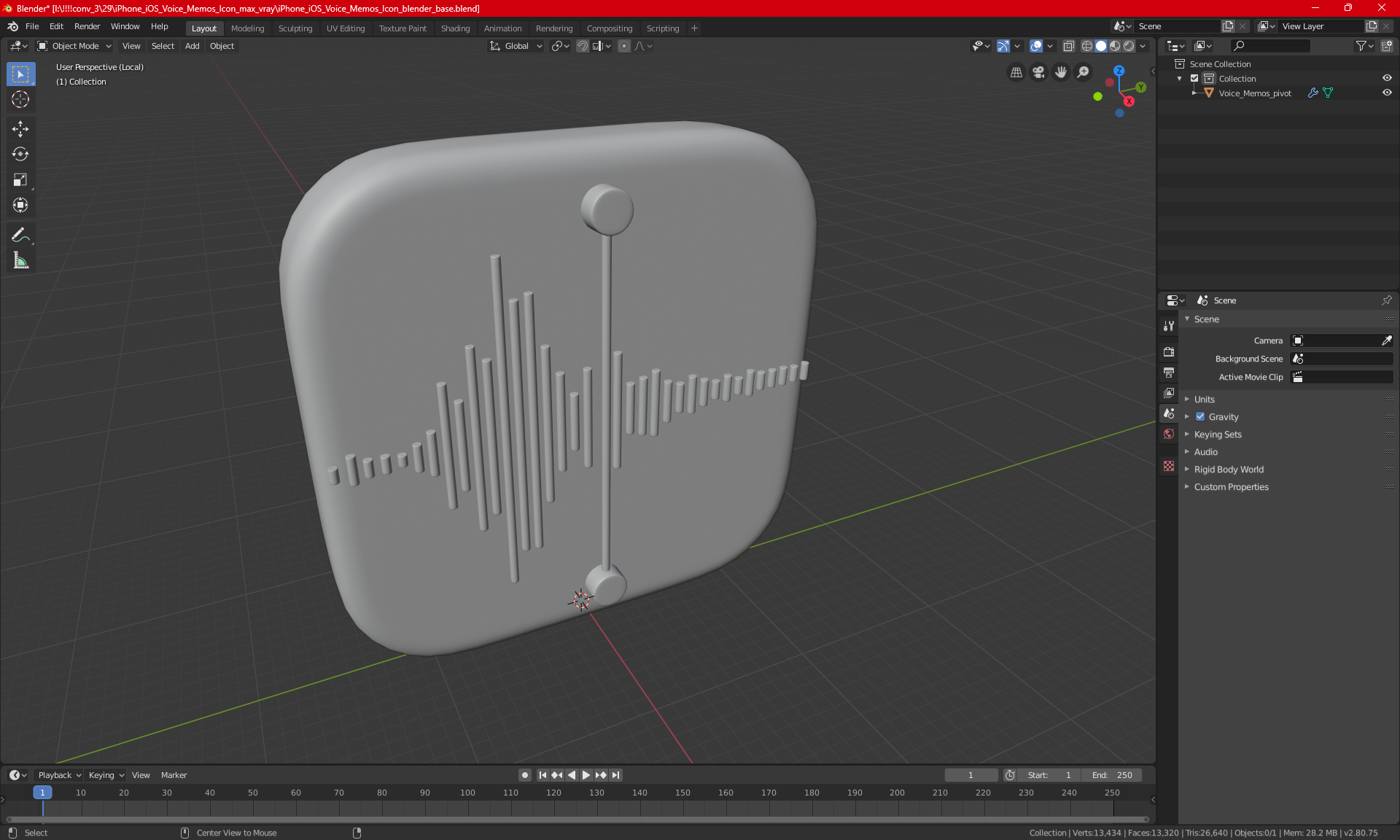iPhone iOS Voice Memos Icon 3D