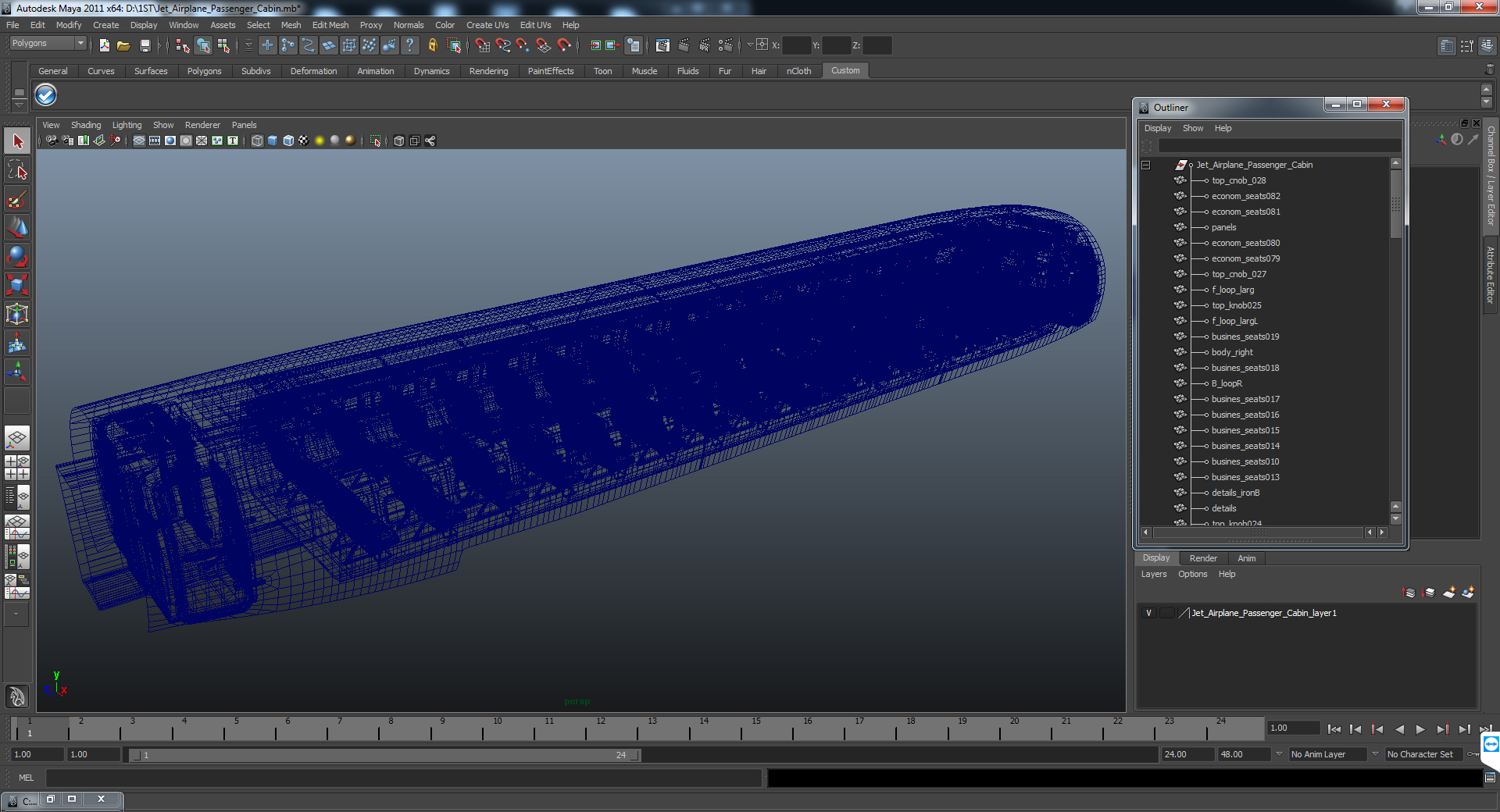 3D Jet Airplane Passenger Cabin model