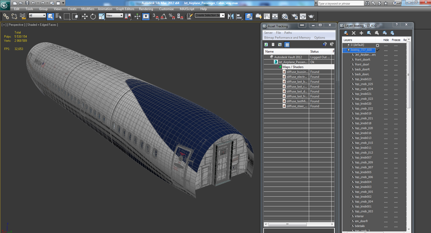 3D Jet Airplane Passenger Cabin model