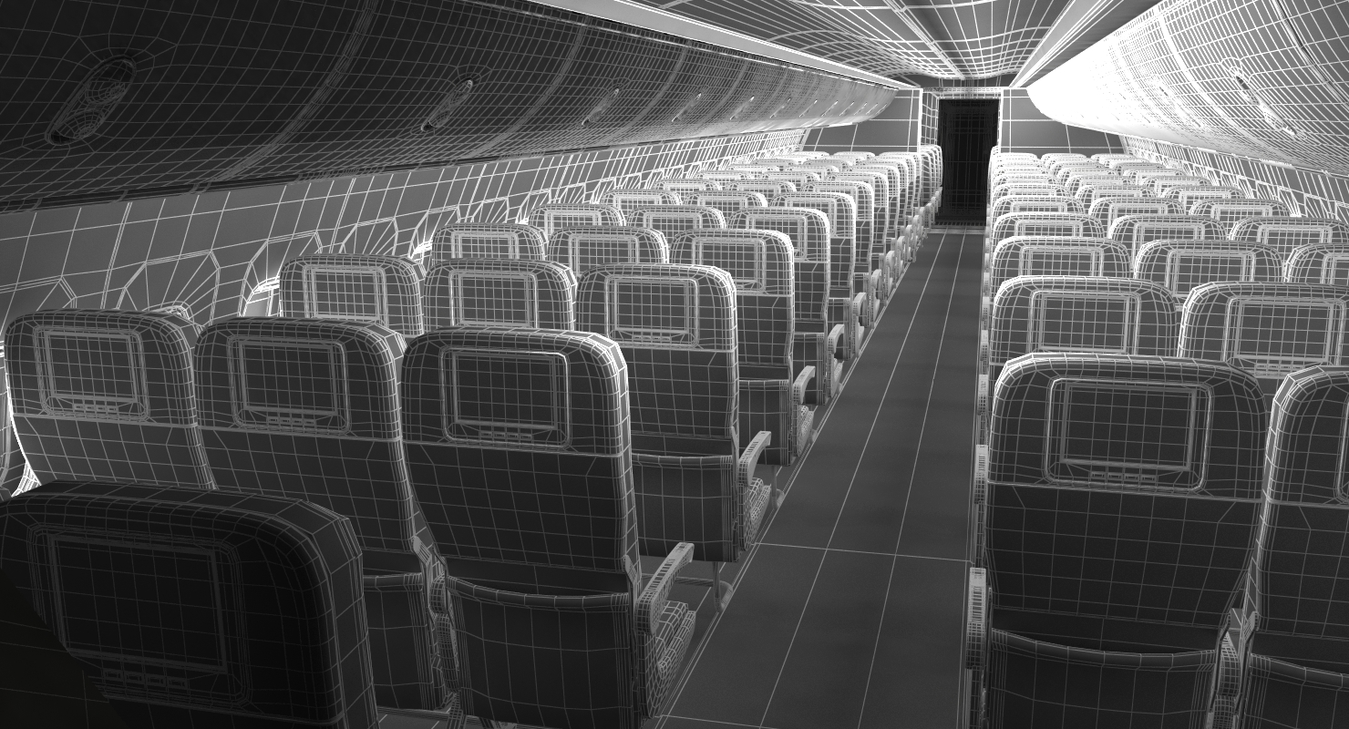 3D Jet Airplane Passenger Cabin model