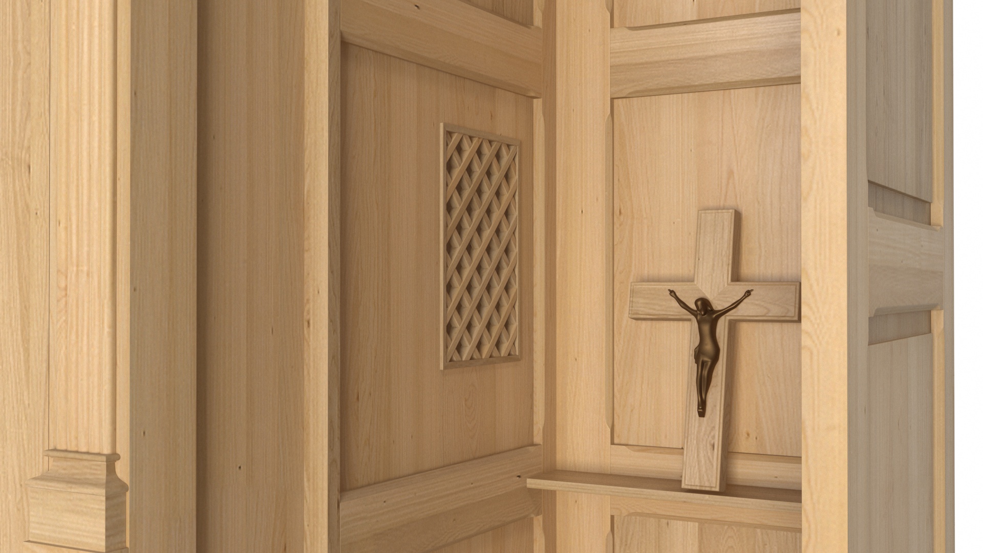 3D Confessional Maple Wood model