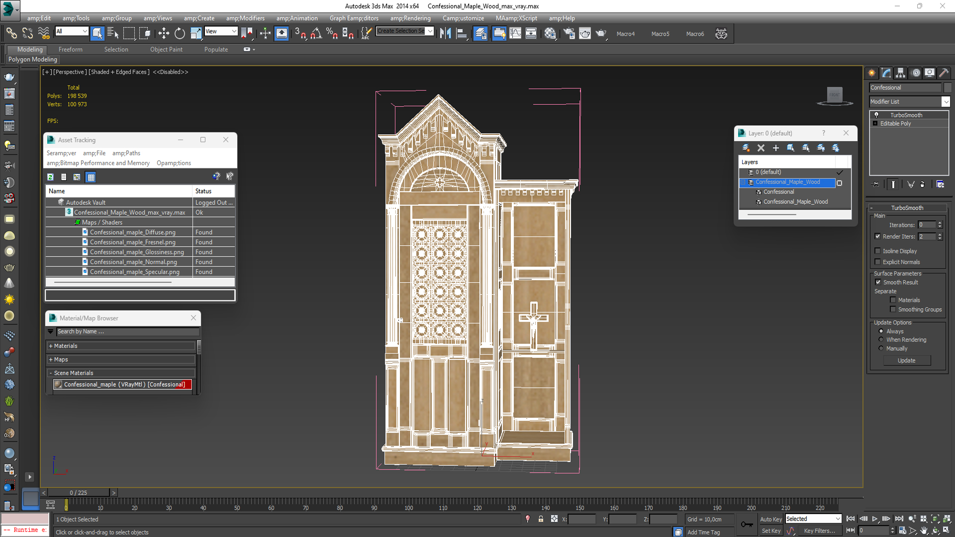 3D Confessional Maple Wood model