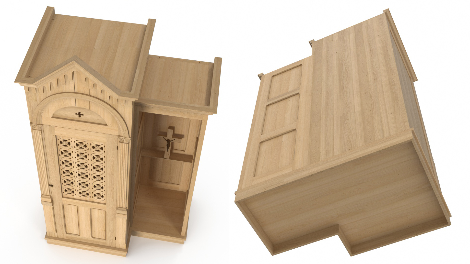 3D Confessional Maple Wood model
