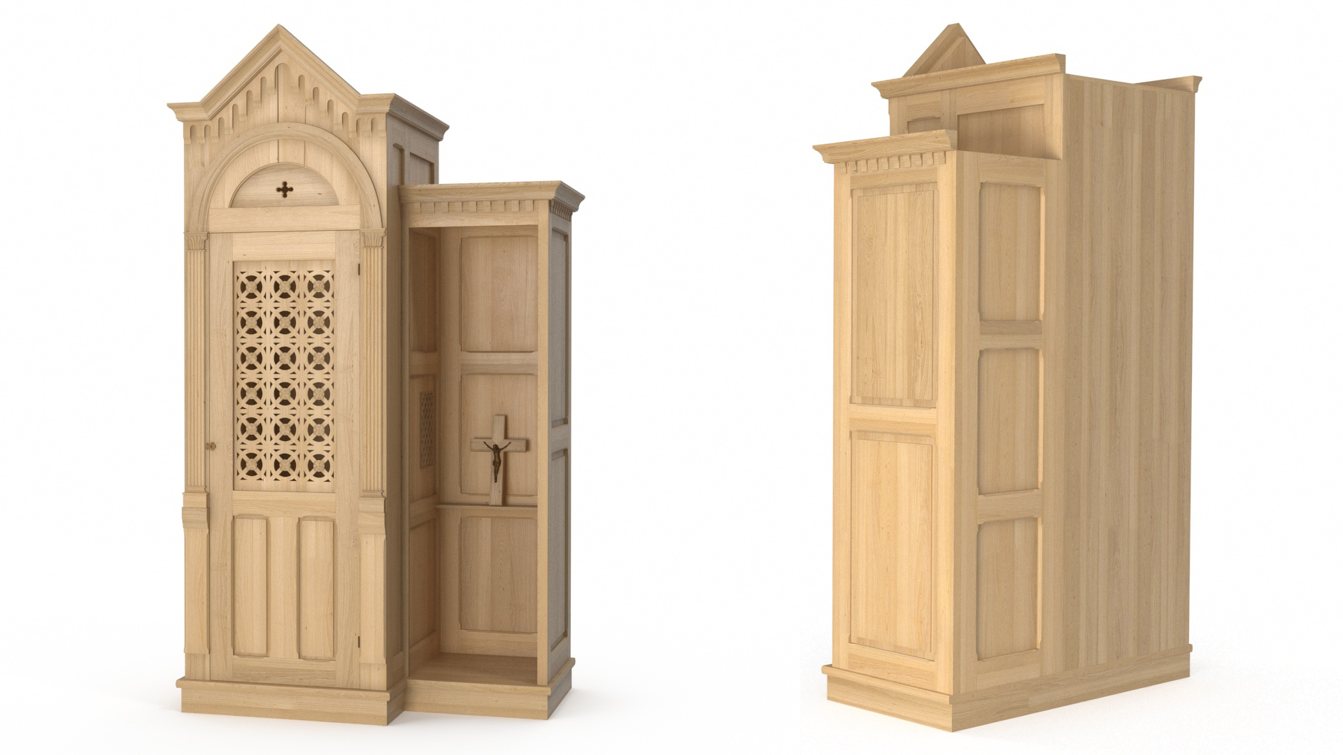 3D Confessional Maple Wood model