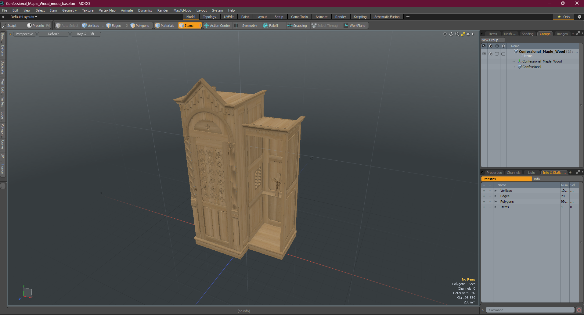 3D Confessional Maple Wood model