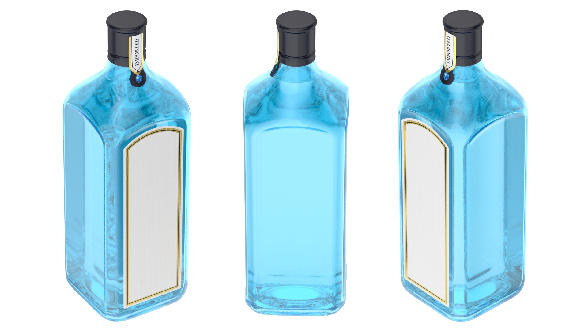 3D Gin 1 Litre Bottle model