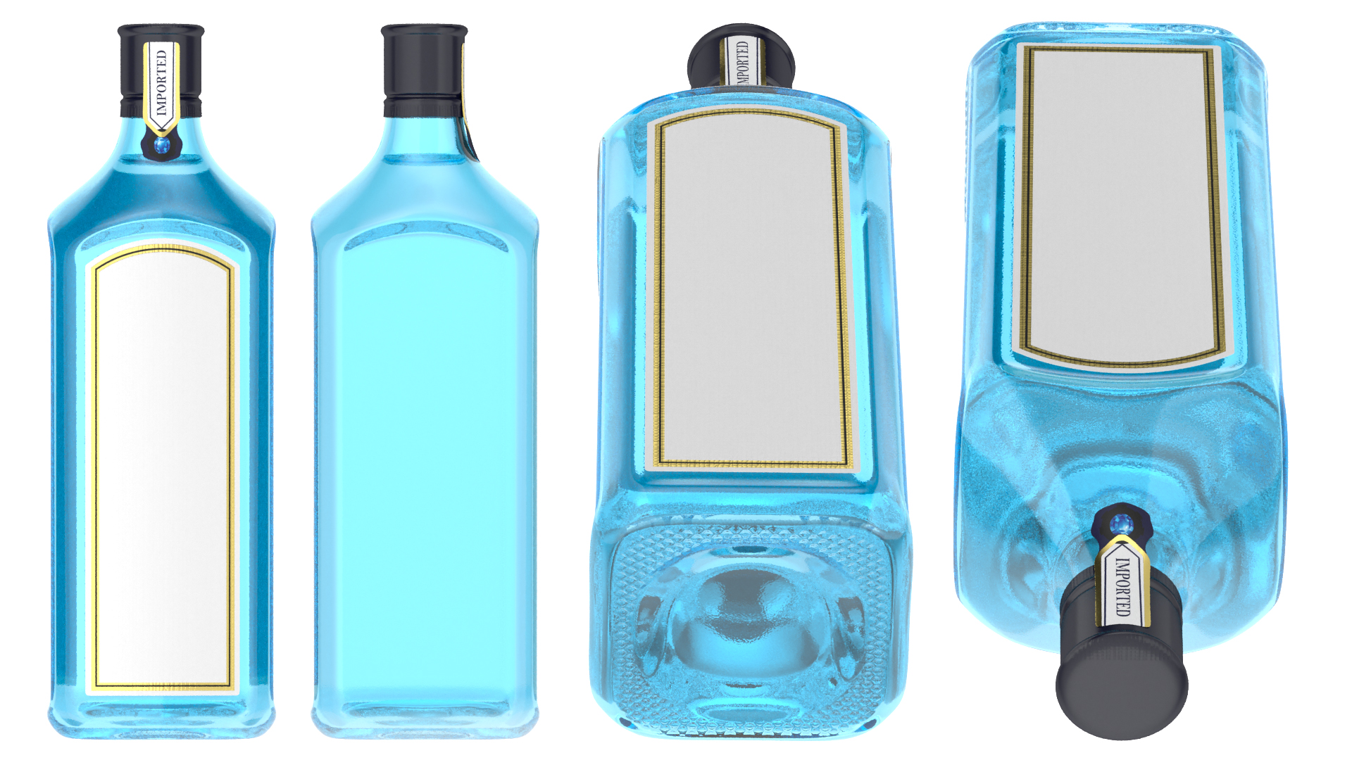 3D Gin 1 Litre Bottle model