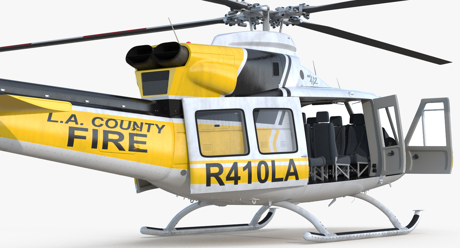 Bell 412 Fire Department Helicopter Rigged 3D