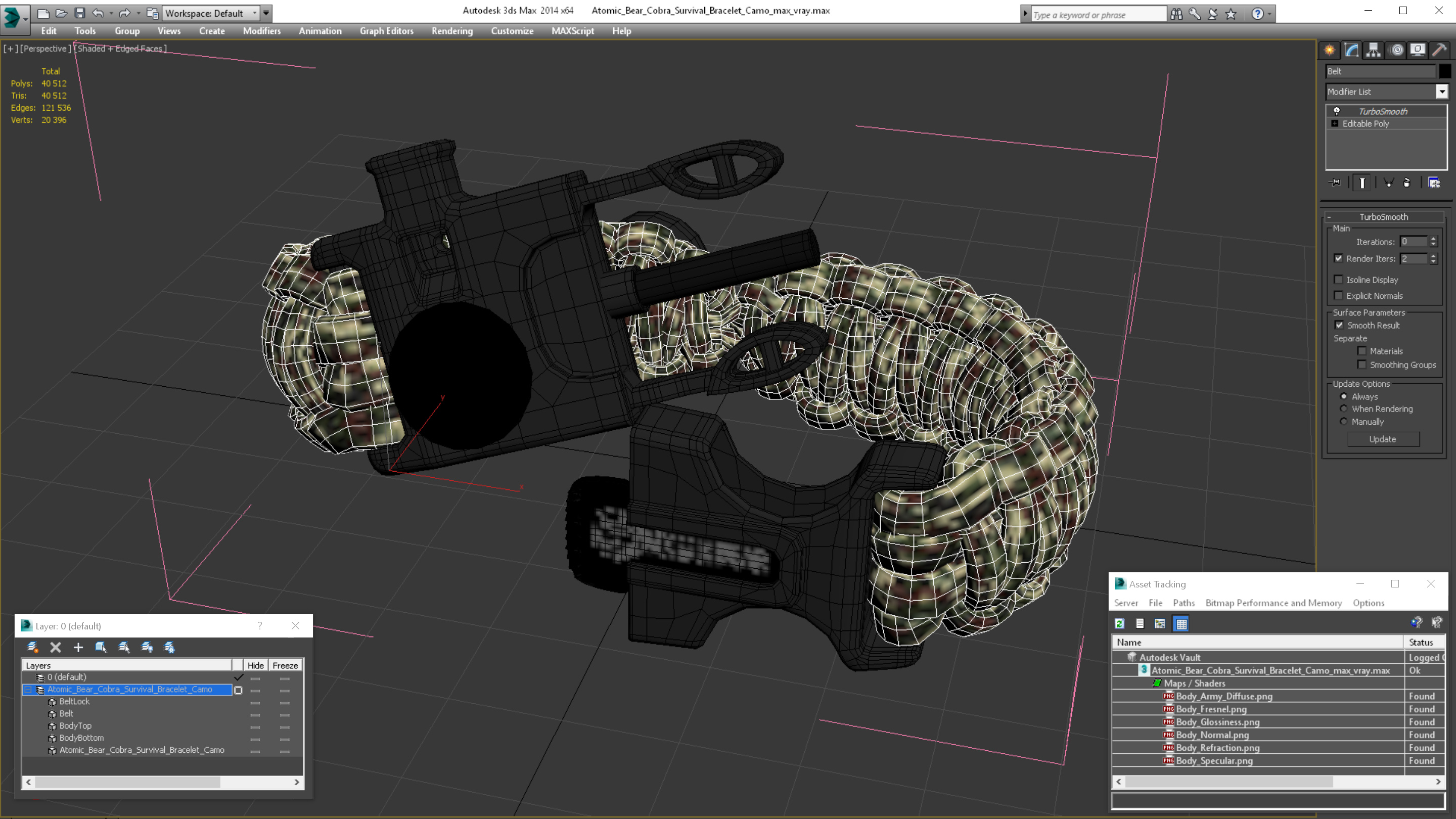 3D model Atomic Bear Cobra Survival Bracelet Camo