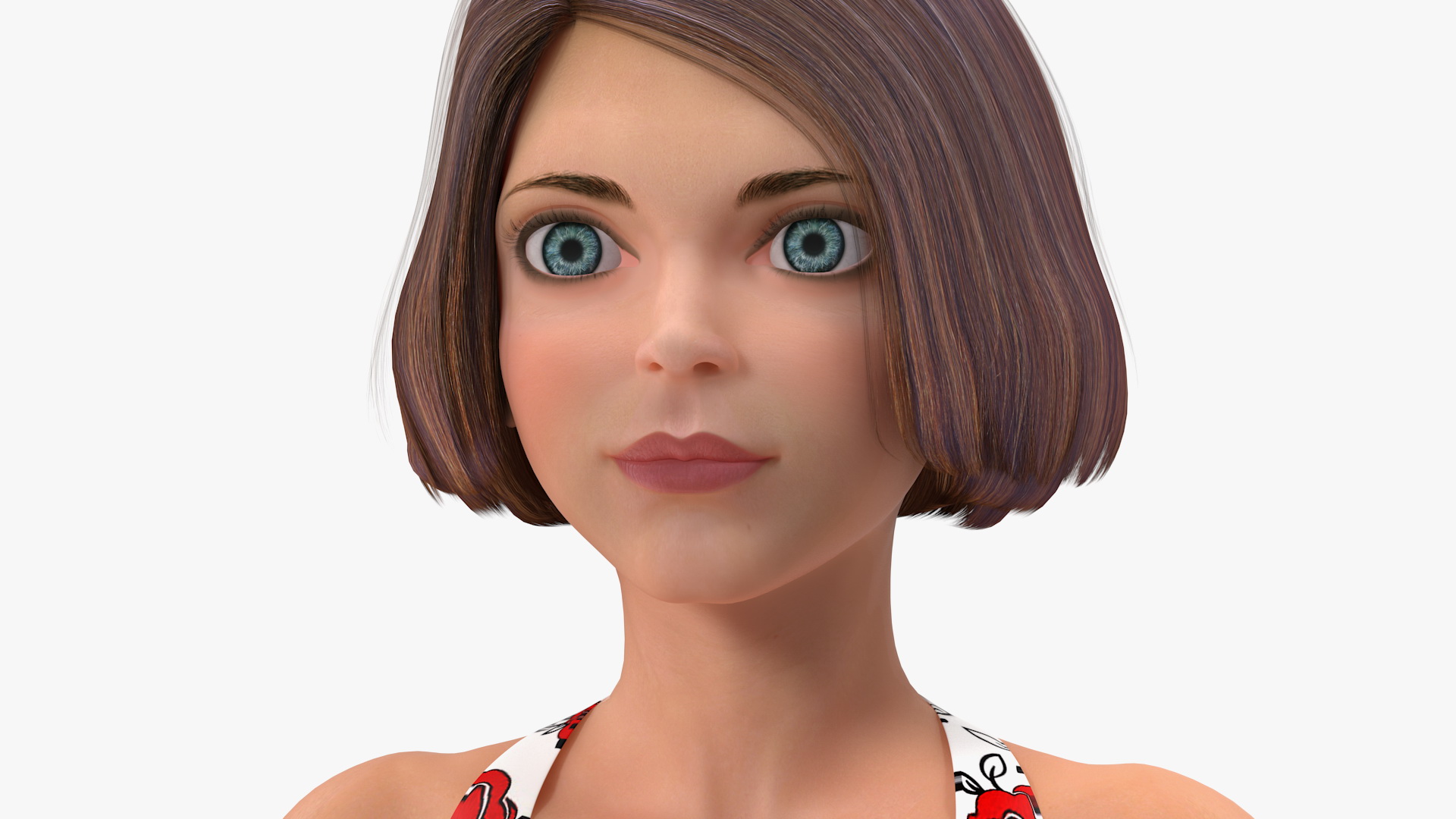 3D model Cartoon Young Girl Romantic Dress T-Pose