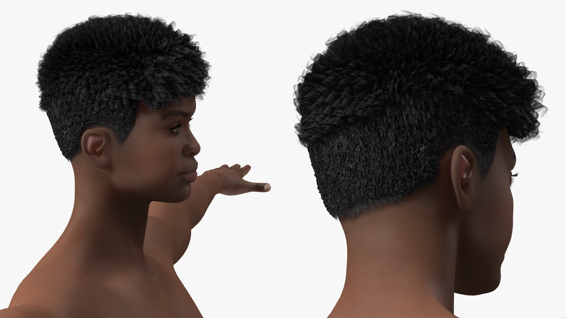 3D Dark Skin Young Man T Pose