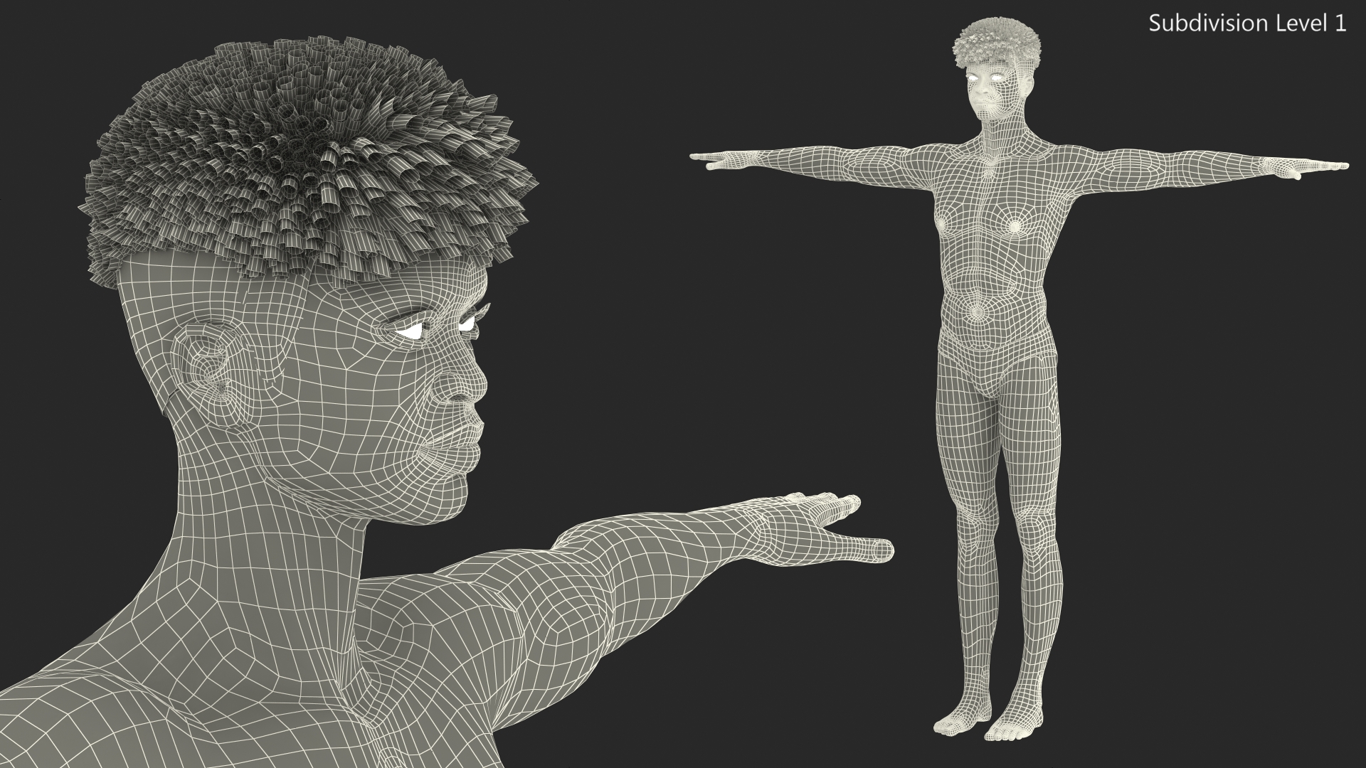 3D Dark Skin Young Man T Pose