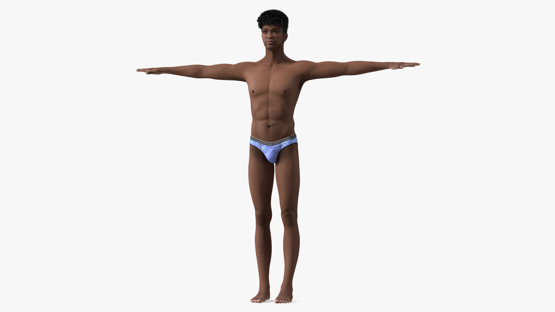 3D Dark Skin Young Man T Pose