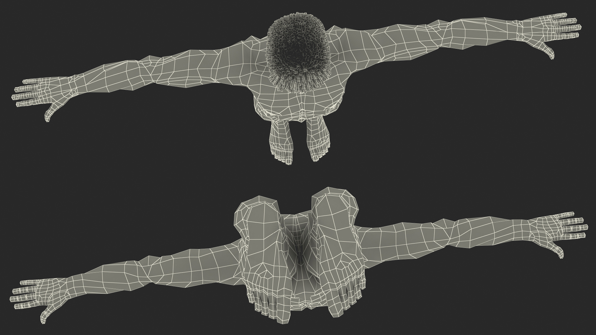 3D Dark Skin Young Man T Pose