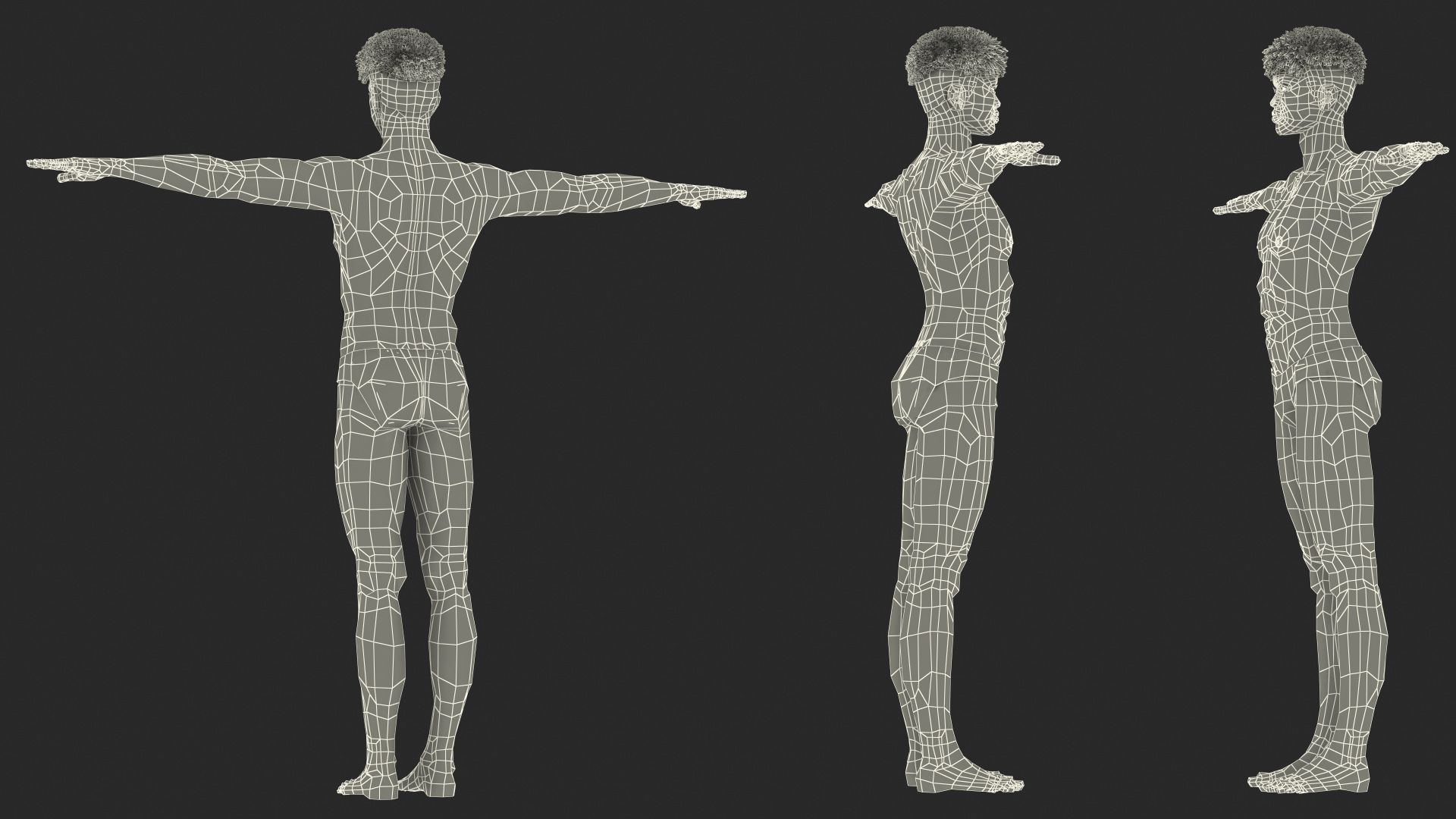 3D Dark Skin Young Man T Pose