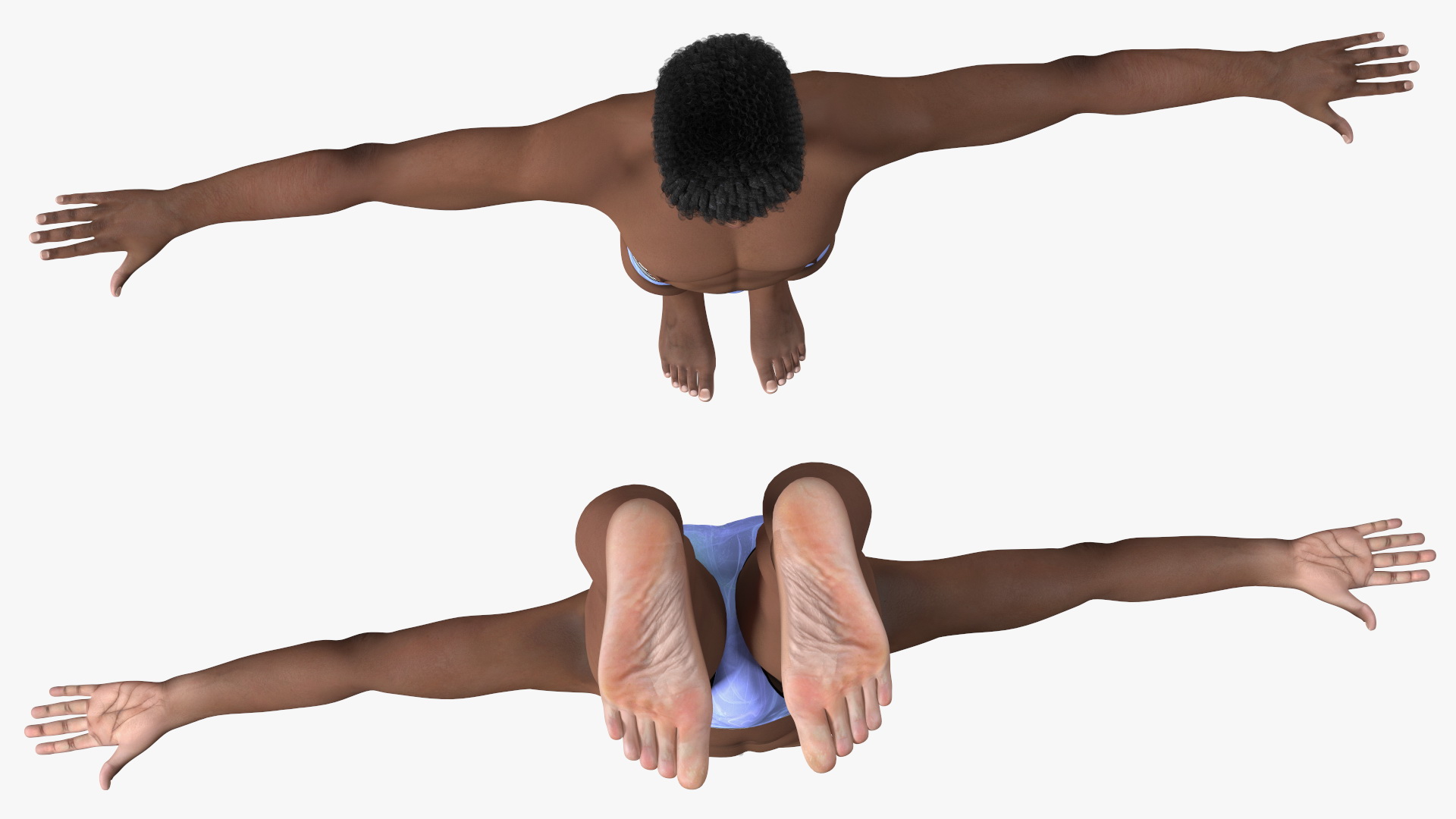 3D Dark Skin Young Man T Pose