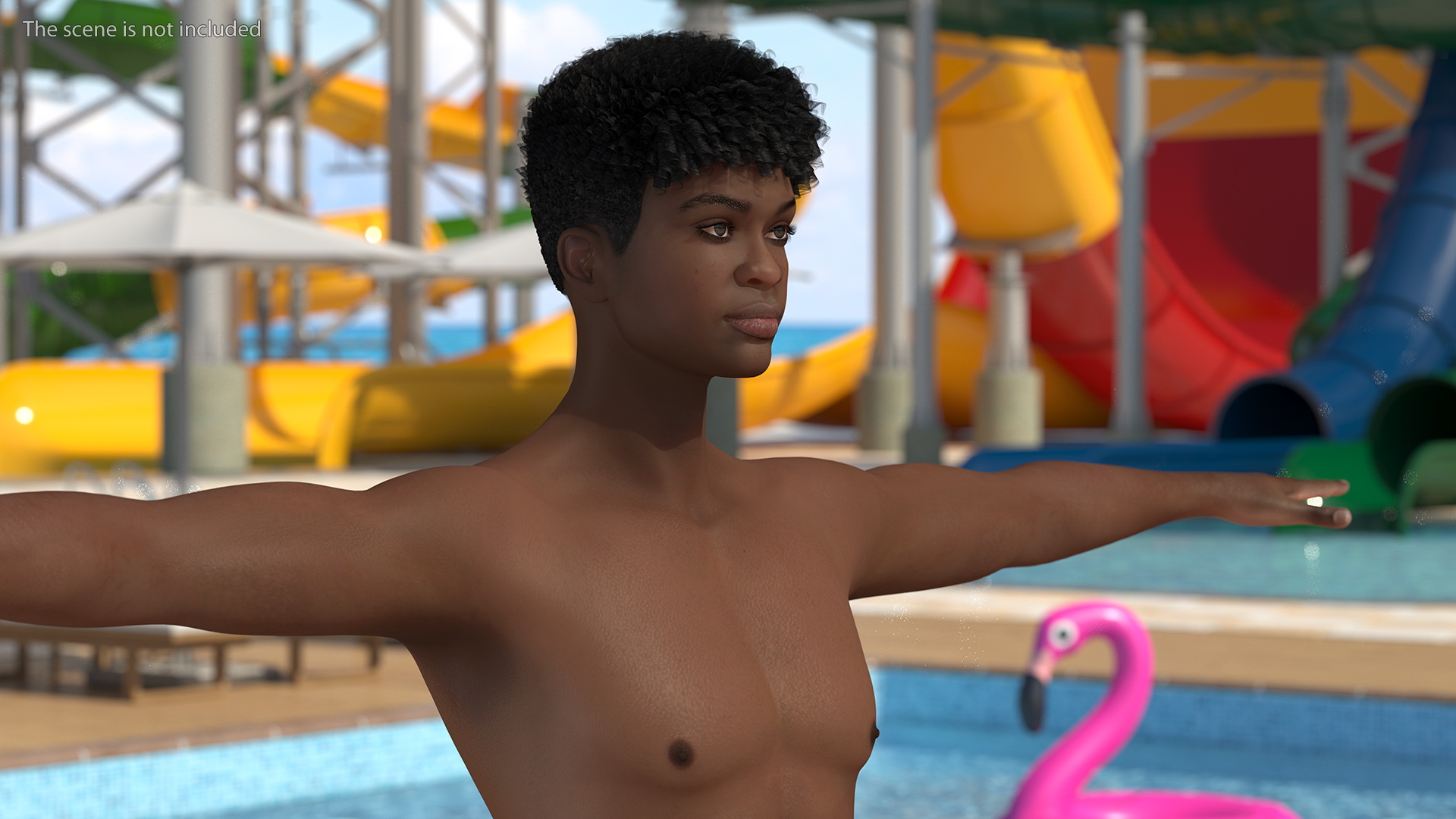 3D Dark Skin Young Man T Pose