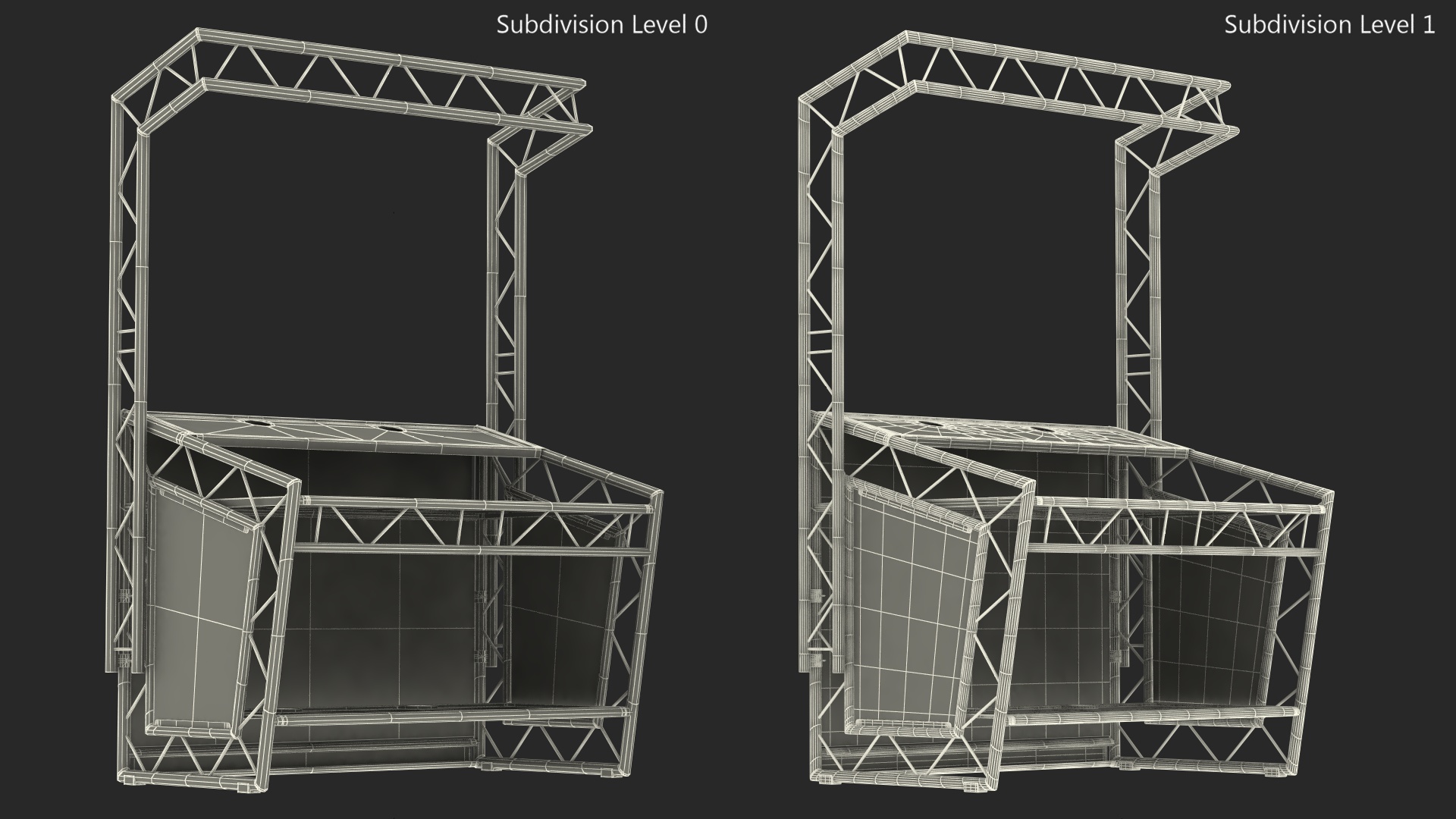 Black Mobile DJ Stand Booth Desk 3D