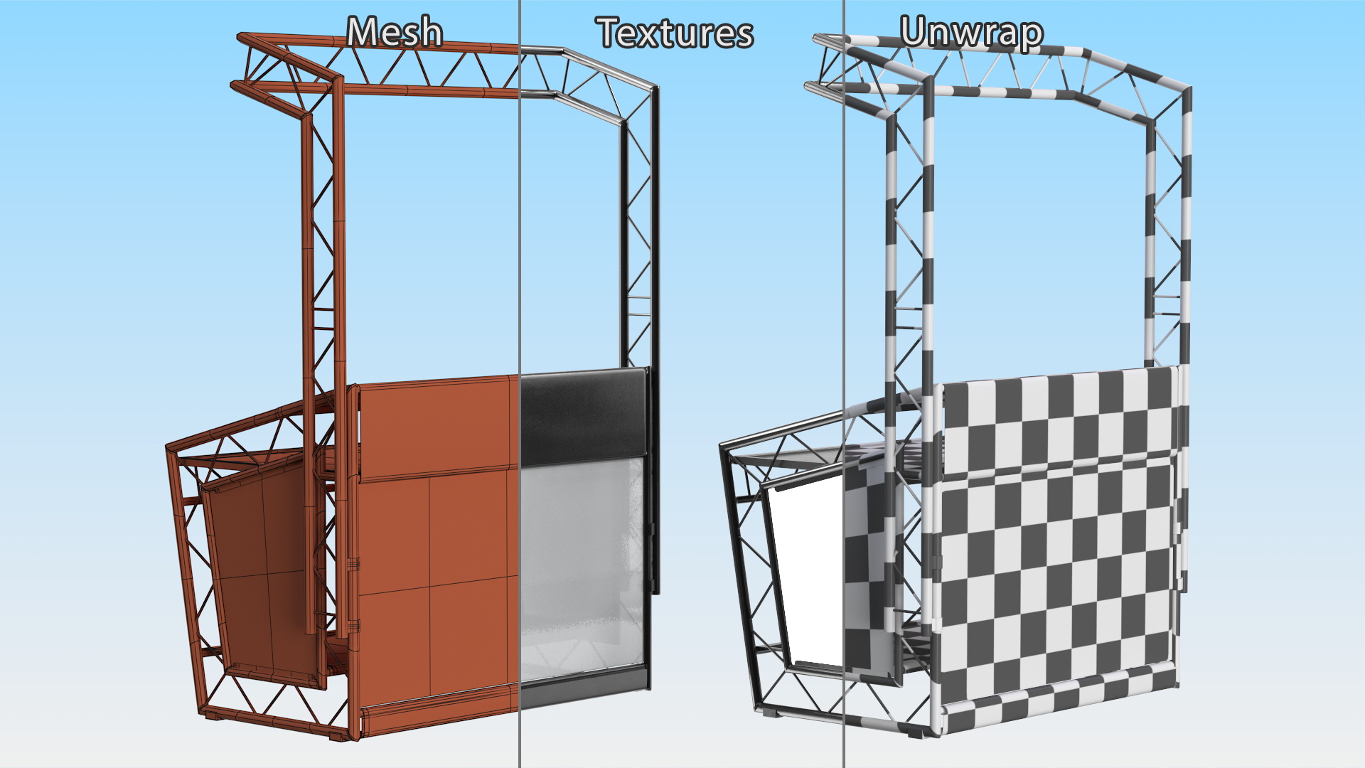 Black Mobile DJ Stand Booth Desk 3D