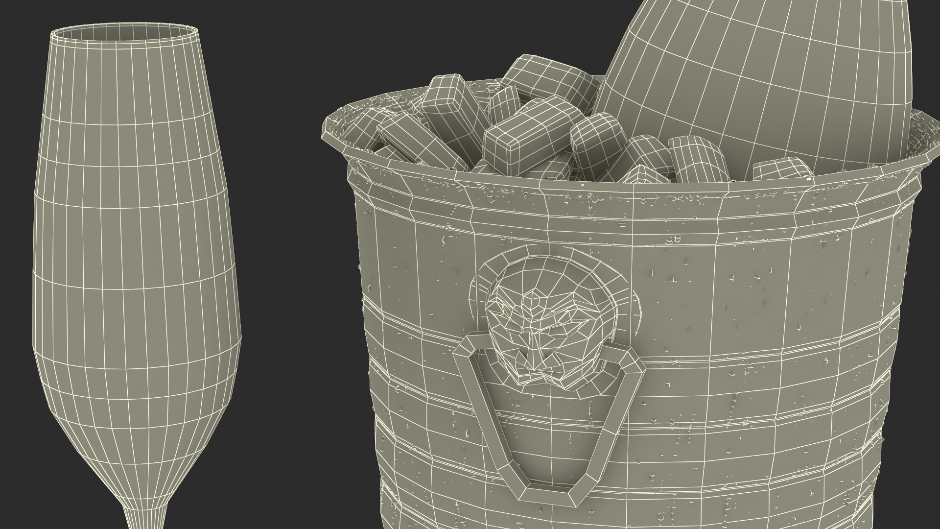 3D Sparkling Wine Freixenet Rose in a Bucket of Ice model